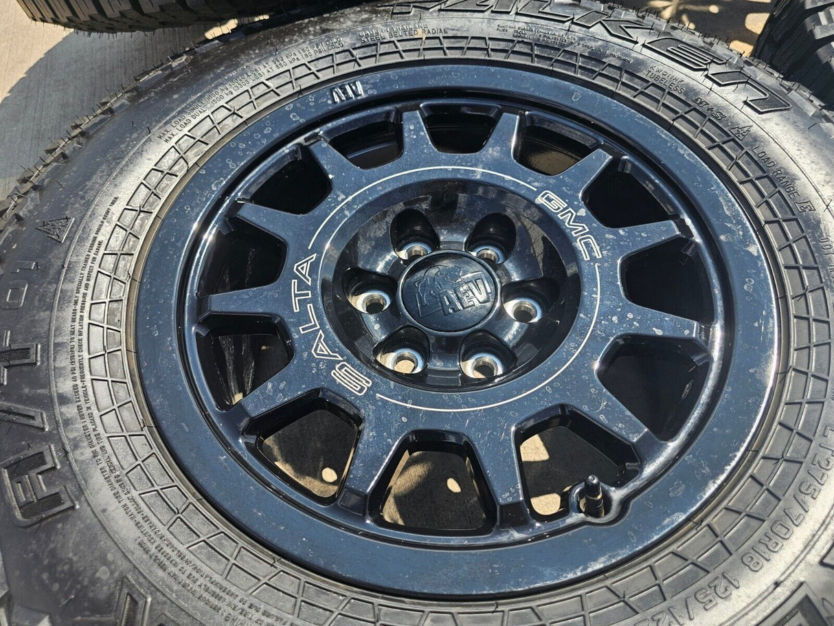 (4) 18" AEV SALTA GMC Sierra AT4X Chevy Silverado OEM rims wheels 2024 2025 Texas Truck Tire
