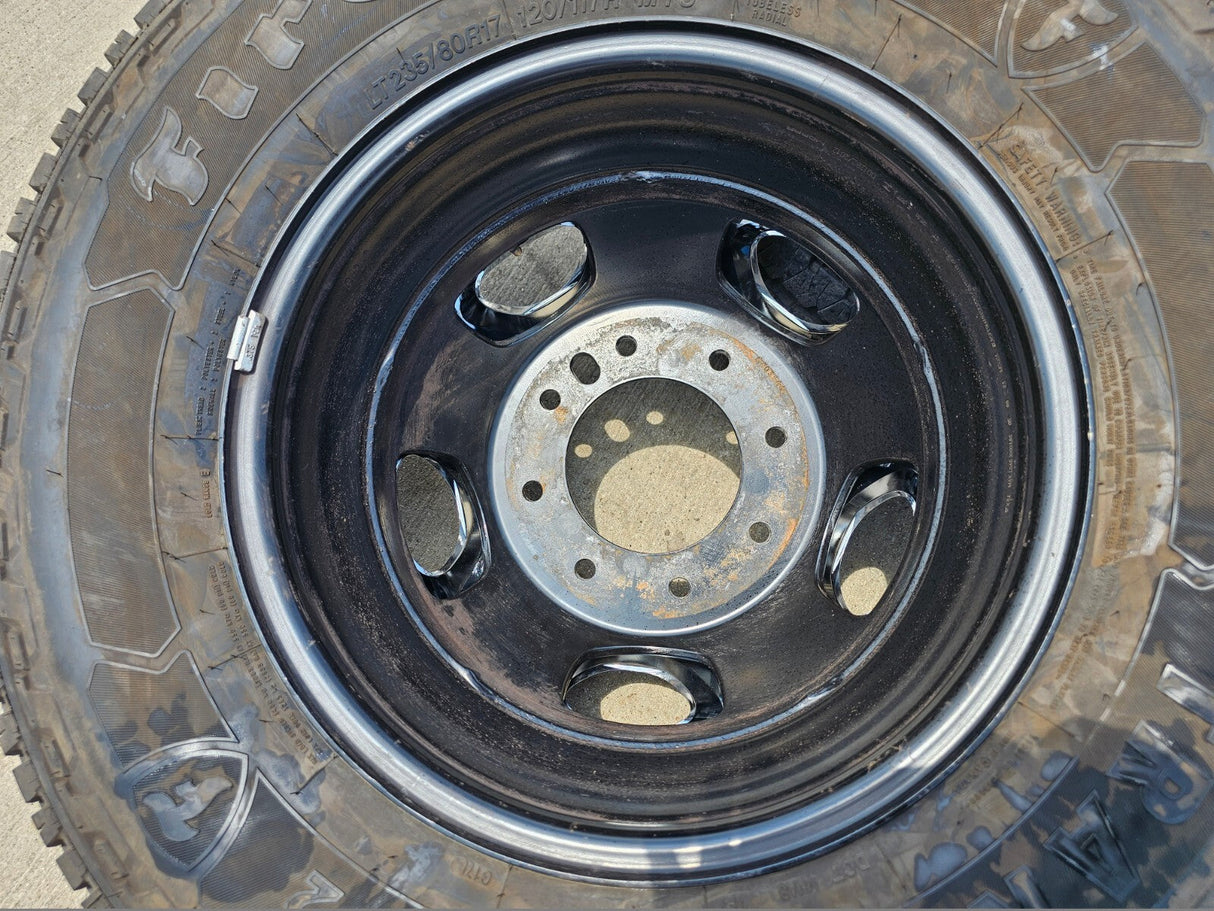17" Dodge Ram 3500 Dually 8x200 wheels rims 2703 2704 OEM tires FIRESTONE A/T Texas Truck Tire