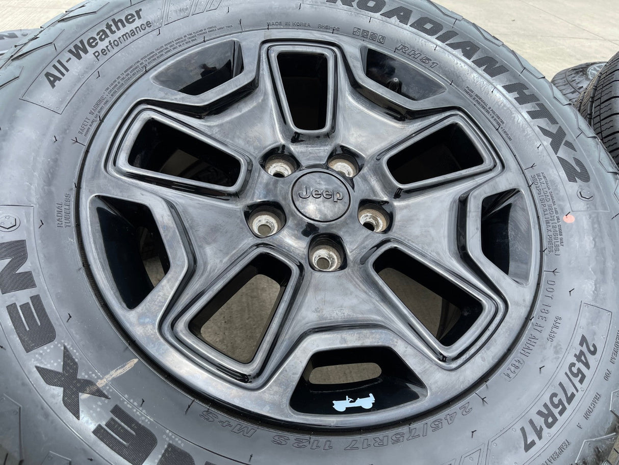 17" Jeep Wrangler Gladiator OEM wheels rims 9118 black tires NEW Texas Truck Tire