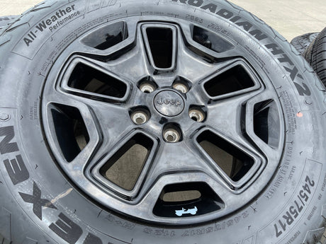 17" Jeep Wrangler Gladiator OEM wheels rims 9118 black tires NEW Texas Truck Tire