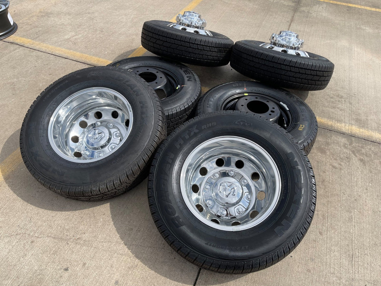 17" Dodge Ram 3500 Dually Laramie 8x200 wheels rims 2701 2702 OEM NEXEN NEW Texas Truck Tire