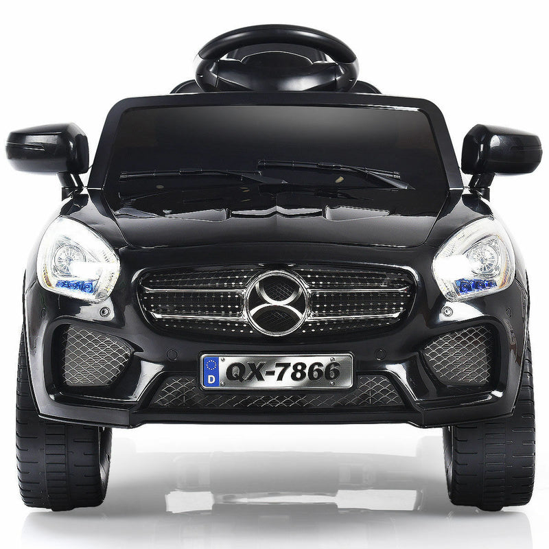 6V Kids Ride On Car with RC Remote Control and LED Lights - Black