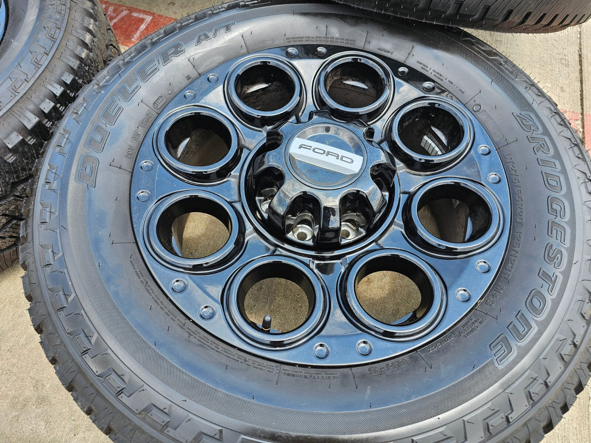 20" Ford F-250 F-350 OEM black Lariat wheels rims 10299 10484 tires DISCOUNTED Texas Truck Tire