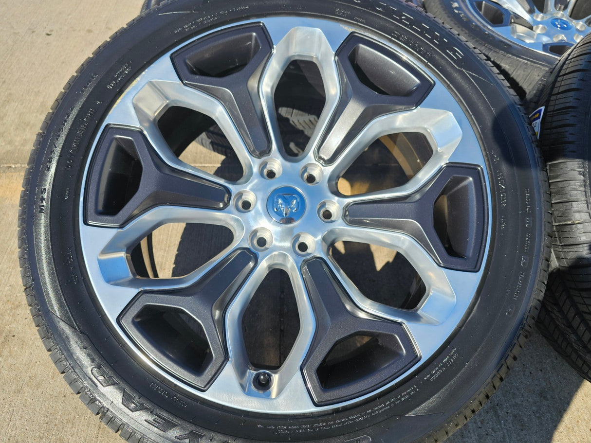 22" Dodge Ram 1500 OEM Laramie rims wheels tires 2685 GOODYEAR NEW Texas Truck Tire
