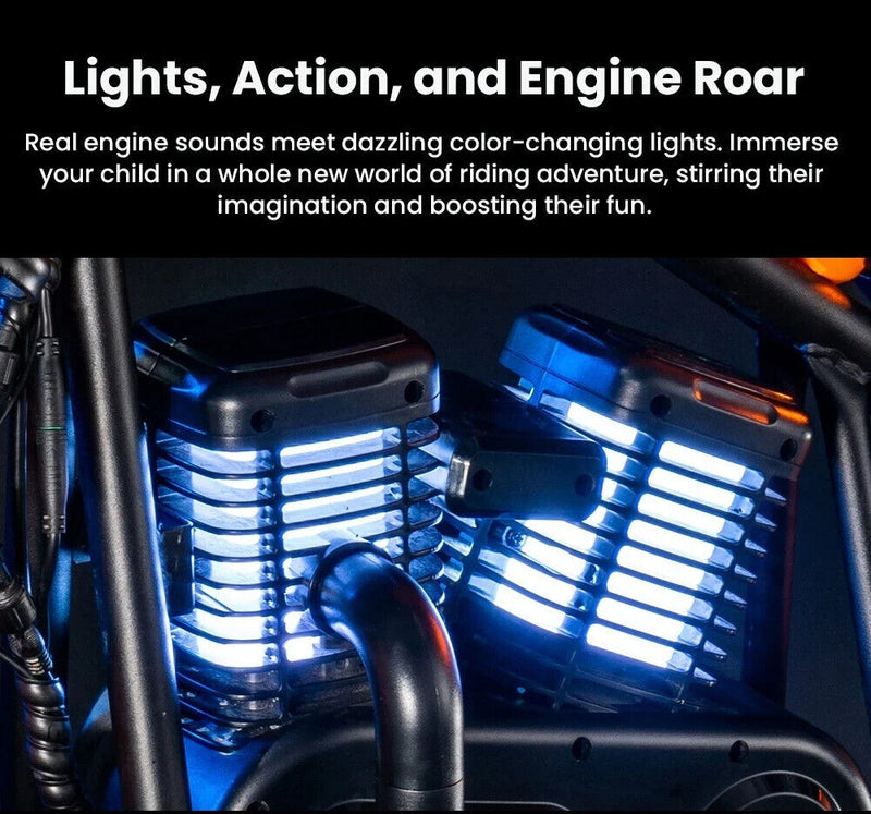 24V Children's Boys Ride On Motorbike Chopper Bicycle 160W Engine 10MPH Velocity, Distance Tracker, Mist