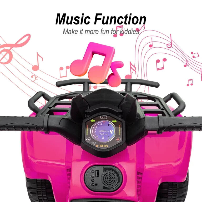 Electric Pink Four-Wheeler Ride-On Toy for Toddlers - 6V Kids ATV