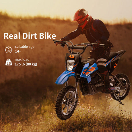 350W/500W Electric Dirt Bike for Kids with Variable Speed and LED Lights - 36V