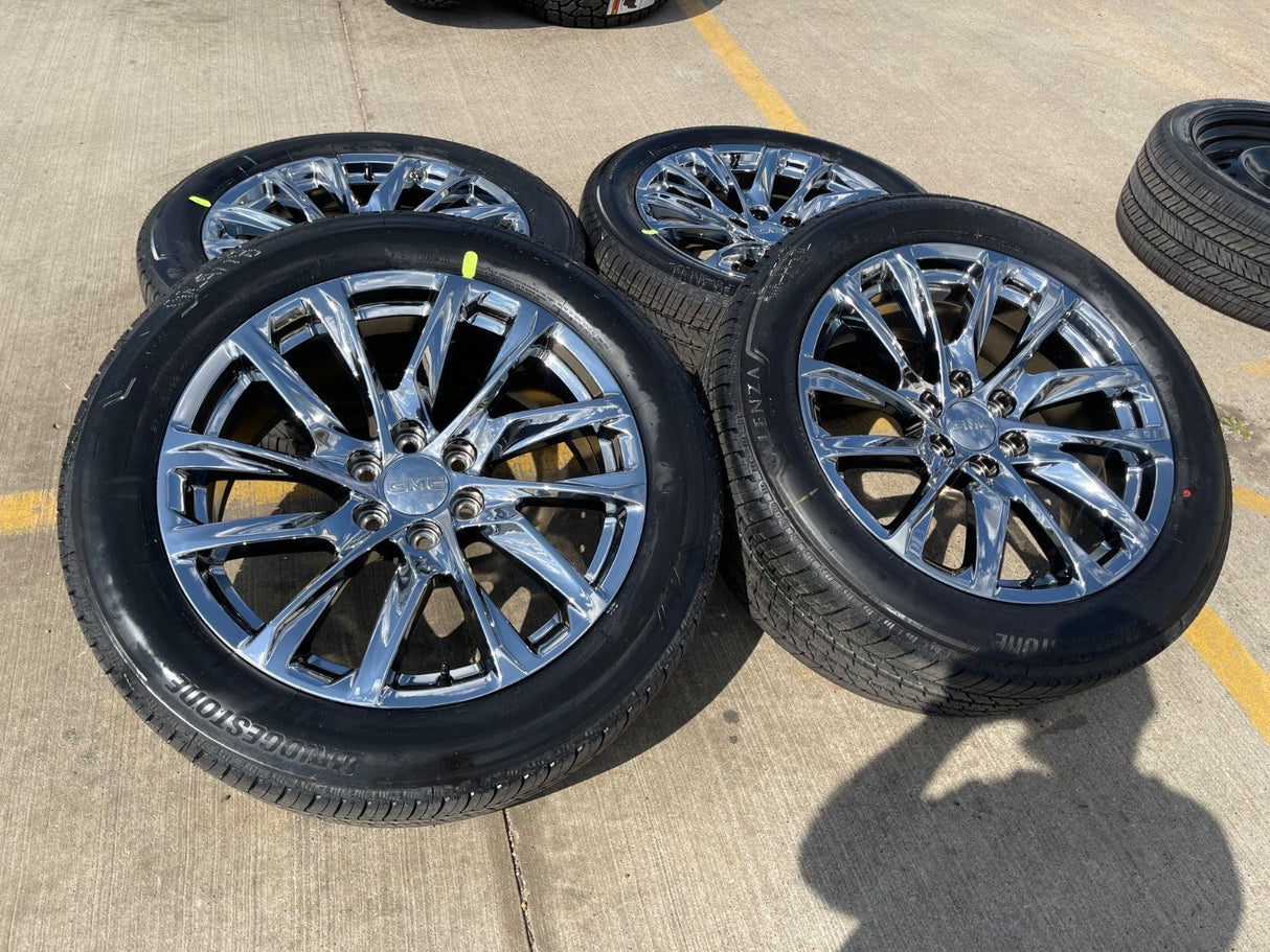 22" GMC Yukon Sierra Escalade OEM 95027 4875 wheels rims CHROME 2025 2026 NEW Texas Truck Tire