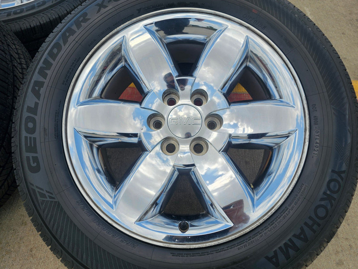 20" GMC Yukon Sierra Chevy Tahoe OEM 5420 CHROME wheels rims YOKOHAMA Texas Truck Tire