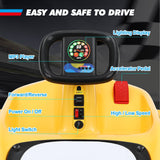 Yellow 12V Battery-Powered Kids Electric Ride-On Go-Kart with 3 Speeds, Music, and Remote Control