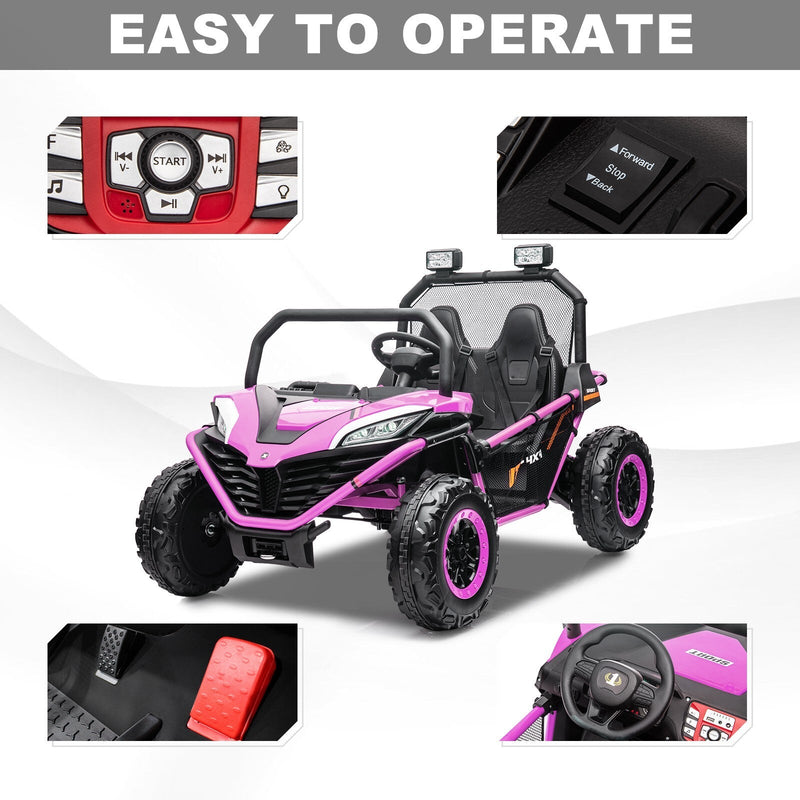 24V Kids 2-Seater Off-Road Ride-On UTV Car with 400W Motor, EVA Wheels, and Remote Control - Purple