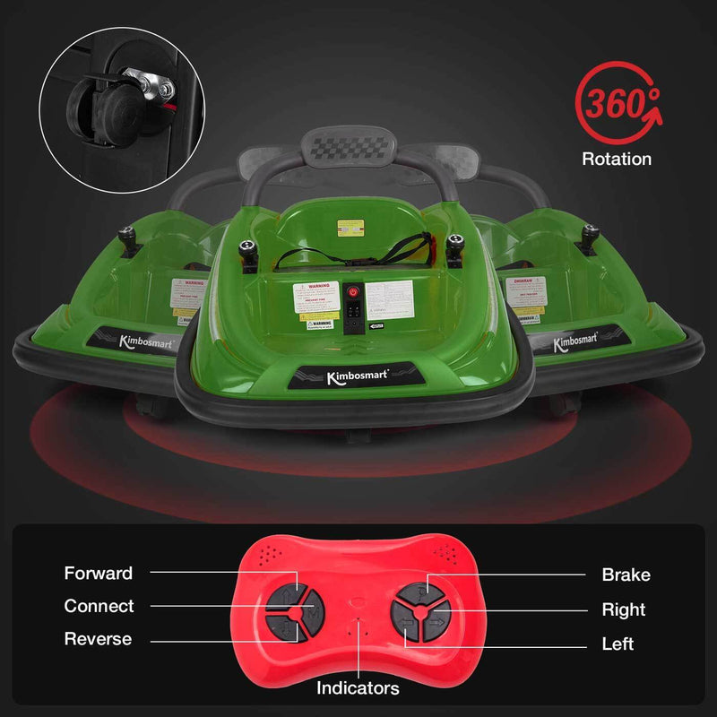 Kimbosmart Electric Bumper Car for Kids - Remote Controlled 360° Spin Ride-On