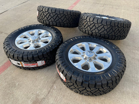 20" Dodge Ram 2500 3500 LARAMIE OEM 2700 wheels rims 2025 2026 NEW 35" NITRO Texas Truck Tire