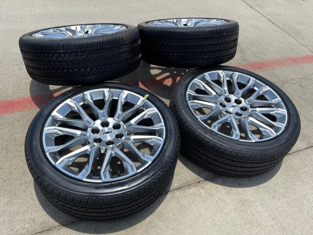 24" Chevy Tahoe LTZ GMC Yukon Sierra Denali OEM wheels rims tires 2025 2026 NEW Texas Truck Tire