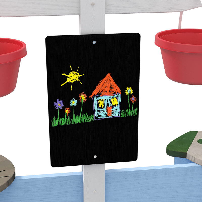 Wooden Sandbox for Ages 3-7, 85"x85"x25", Blue