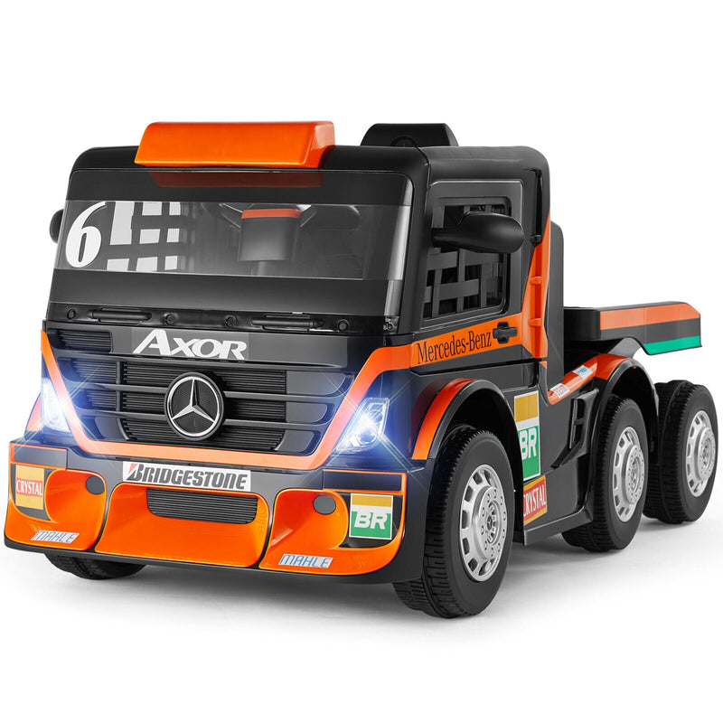 12V10AH Battery Kids Ride On Truck with Swing, Trailer, LED, MP3, and Bluetooth RC Features