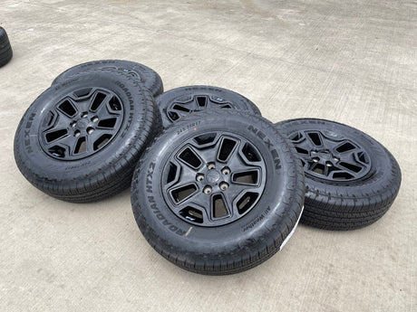 17" Jeep Wrangler Gladiator OEM wheels rims 9118 black tires NEW Texas Truck Tire