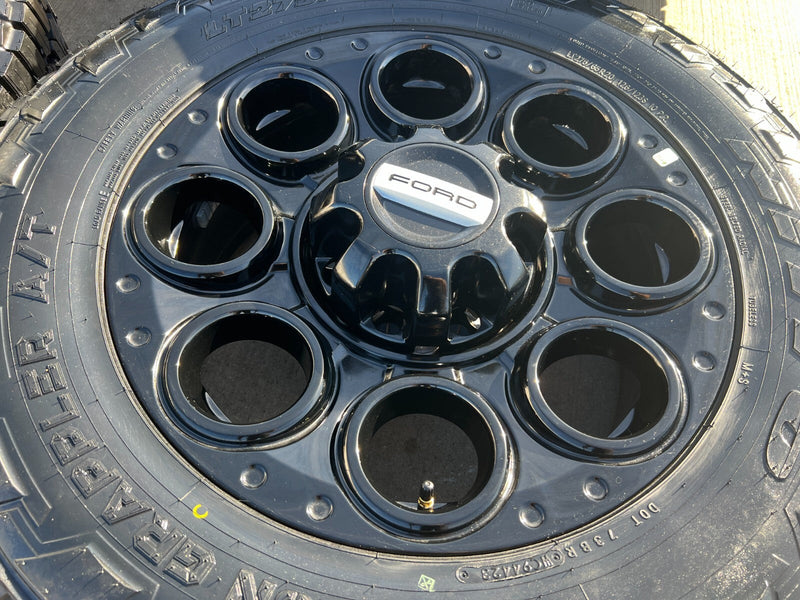20" Ford F-250 F-350 OEM black TREMOR wheels rims 10299 10484 NEW NITRO A/T Texas Truck Tire