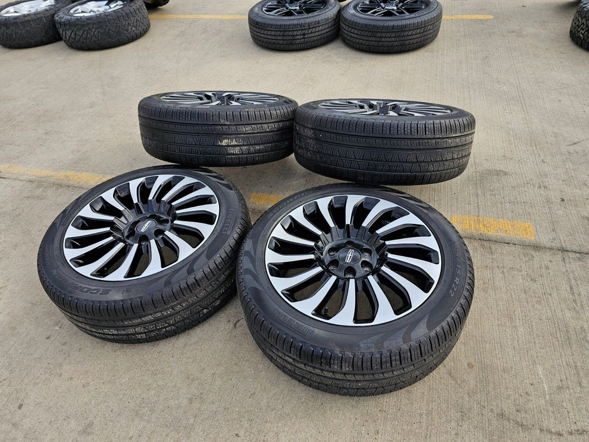 22" Lincoln Navigator OEM rims wheels 10499 95383 Black Label 2023 2024 2025 Texas Truck Tire