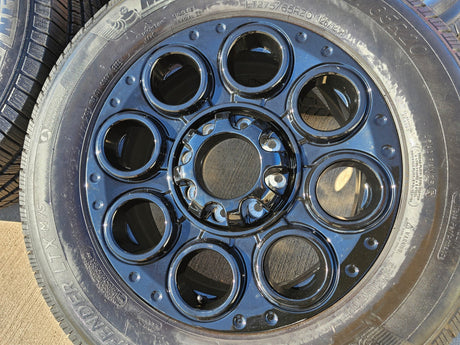 20" Ford F-250 F-350 OEM black TREMOR 10299 10484 wheels rims MICHELIN DEFENDER Texas Truck Tire