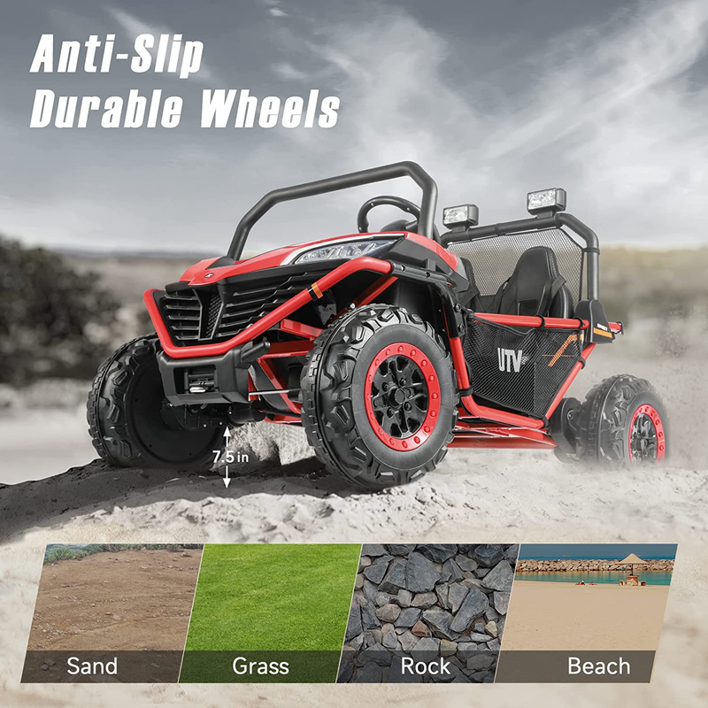Off-Road UTV Electric Car for Kids - 2 Seater Ride-On Toy with 12V Battery Power - 4WD Vehicle