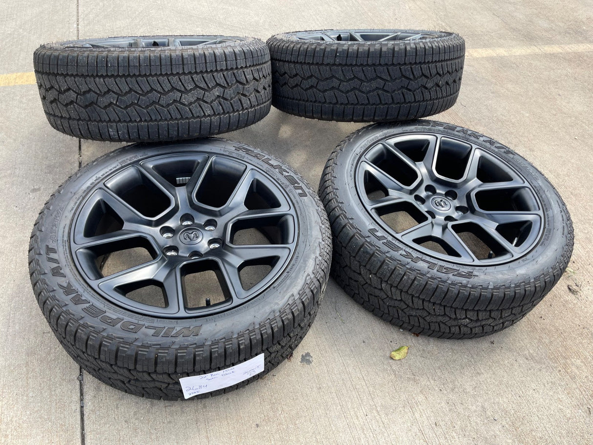 22" Dodge Ram 1500 OEM LIMITED Laramie wheels rims black 2725 2684 FALKEN AT NEW Texas Truck Tire