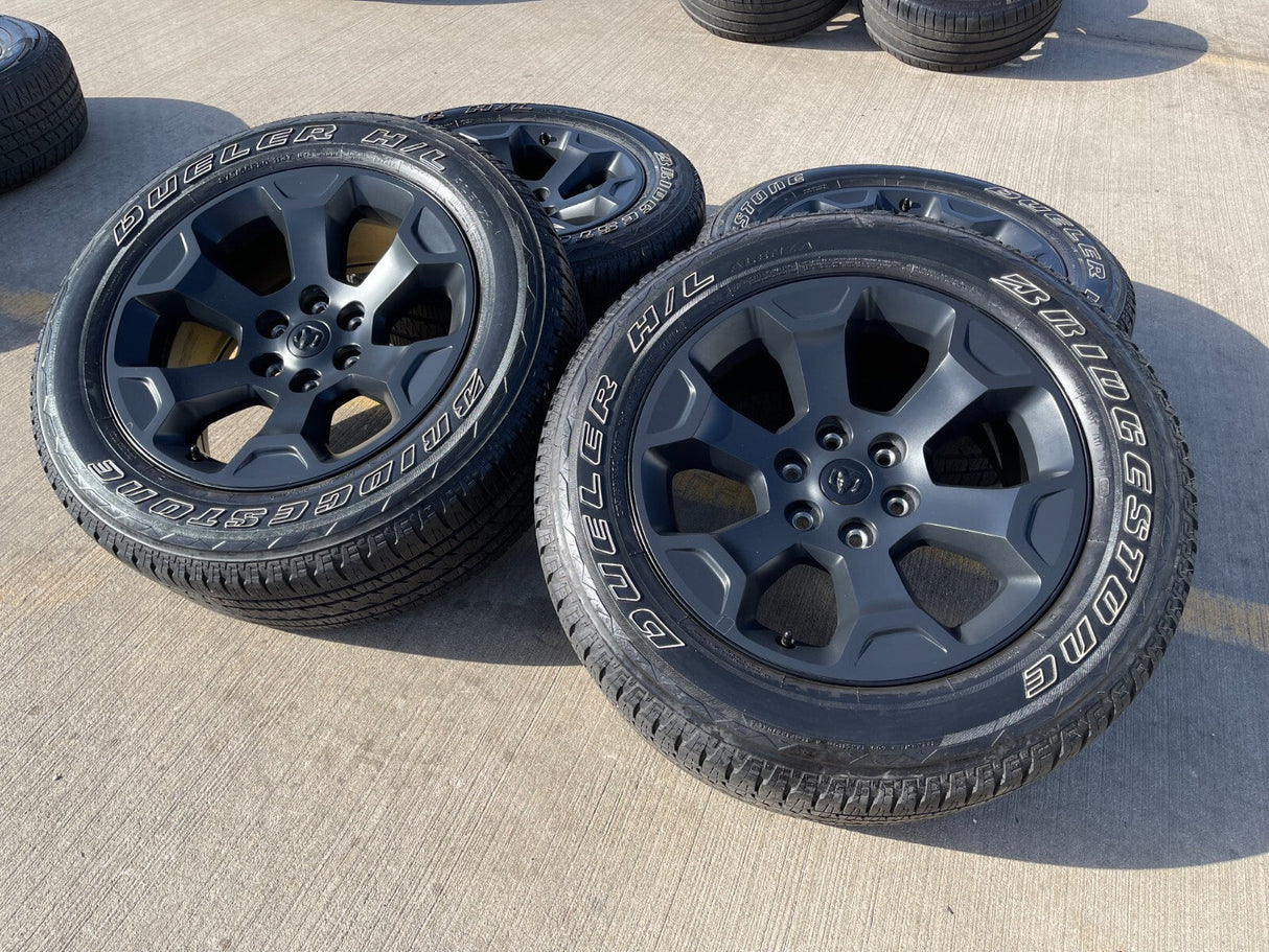 20" Dodge Ram 1500 OEM Laramie Black 2680 wheels rims 2022 2023 2024 2025 2026 Texas Truck Tire