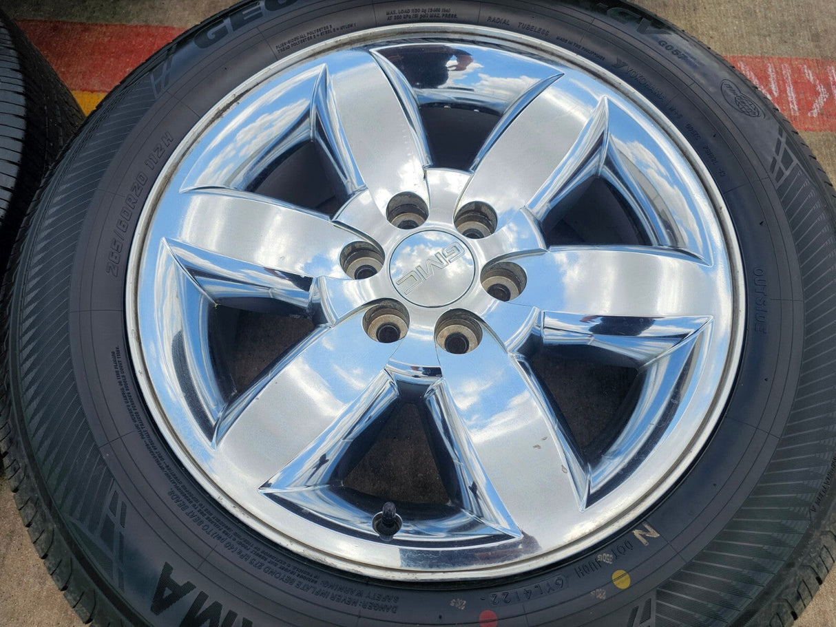 20" GMC Yukon Sierra Chevy Tahoe OEM 5420 CHROME wheels rims YOKOHAMA Texas Truck Tire