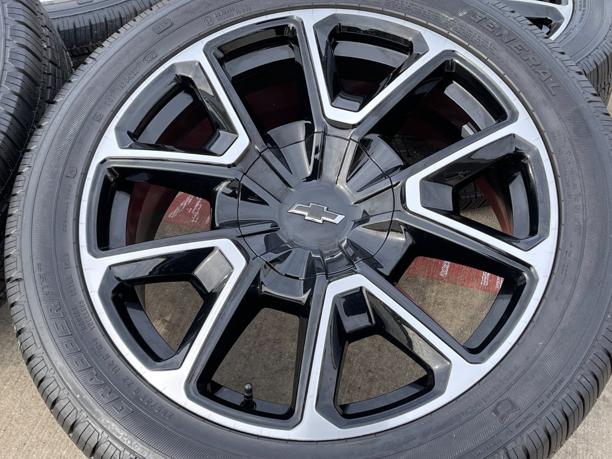 22" Chevy Tahoe Suburban RST OEM 14035 black wheels rims Silverado GENERAL Texas Truck Tire