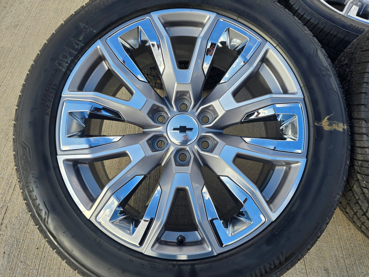 22" GMC Yukon Chevy Tahoe Escalade OEM chrome 95513 wheels rims tires NEW Texas Truck Tire
