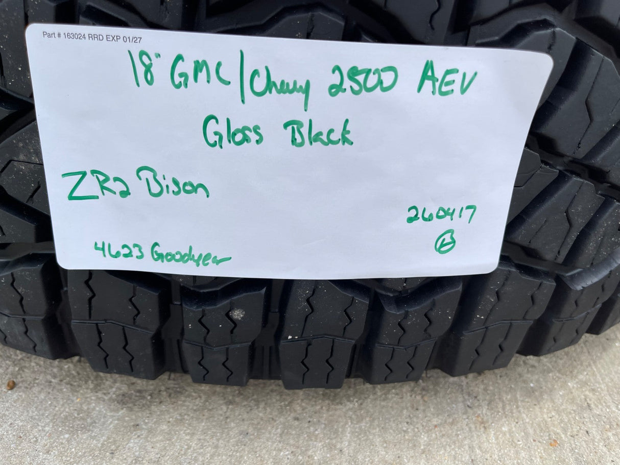 18" AEV Chevy BISON Trail Boss ZR2 2500 OEM wheels rims GMC Sierra GOODYEAR 35" Texas Truck Tire