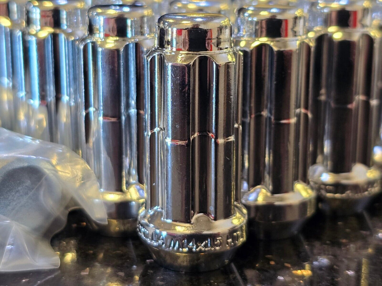 (24) 14x1.5 lug nuts chrome RAM 1500 Chevy Silverado GMC Sierra lugs Texas Truck Tire