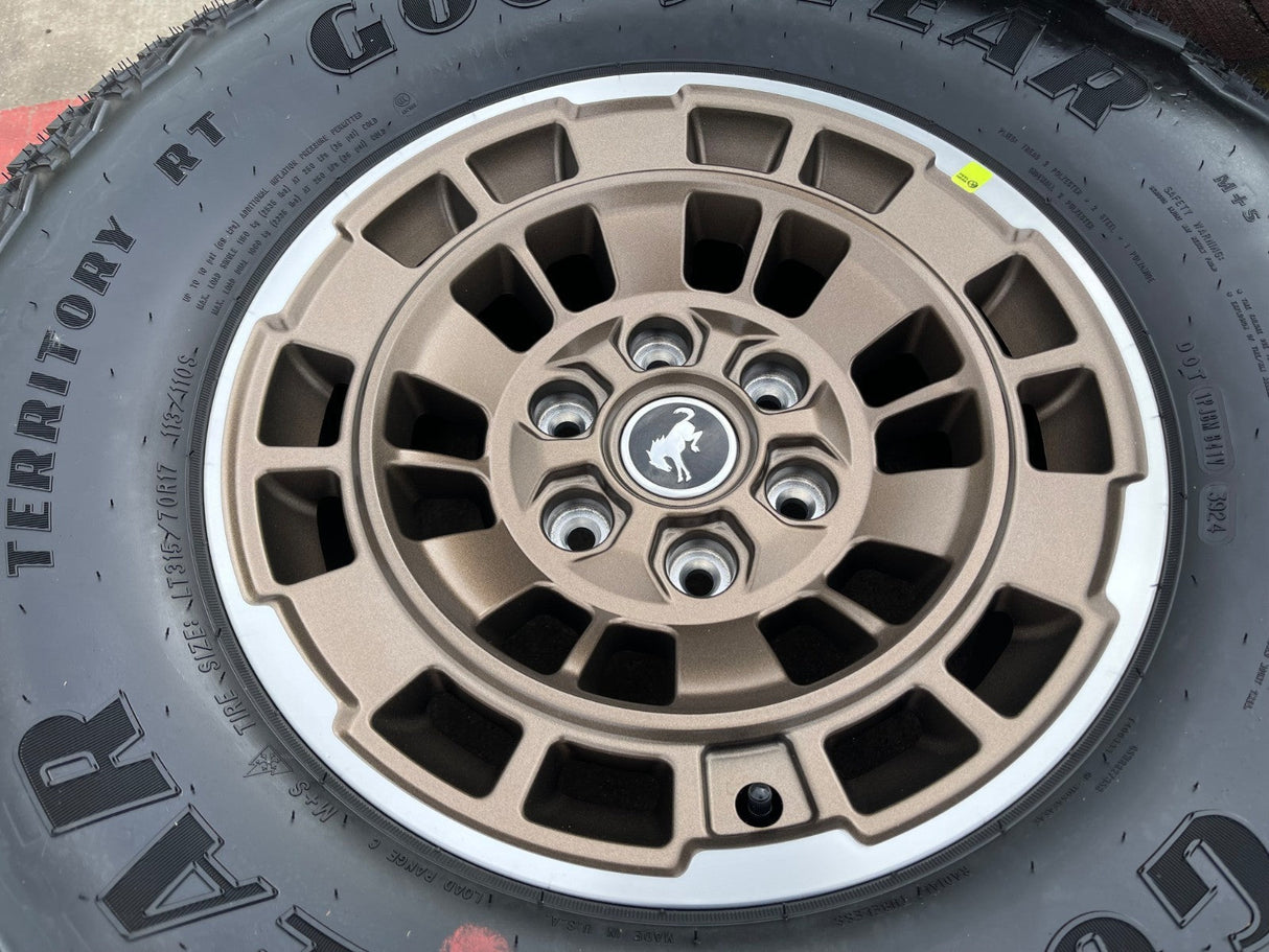 17" Ford Bronco HERITAGE Edition wheels rims BRONZE 2025 2026 GOODYEAR 35" NEW Texas Truck Tire