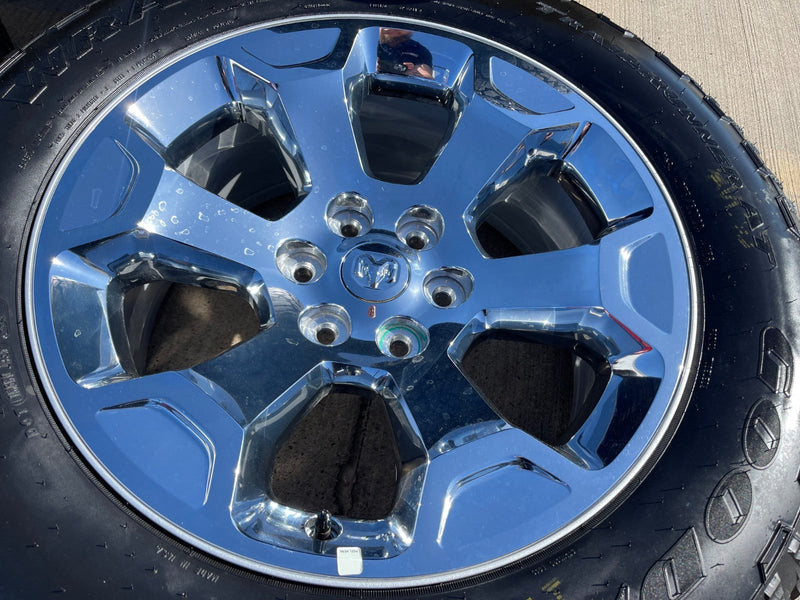 20" Dodge Ram 1500 OEM Laramie CHROME 2680 wheels rims 2025 2026 GOODYEAR NEW Texas Truck Tire