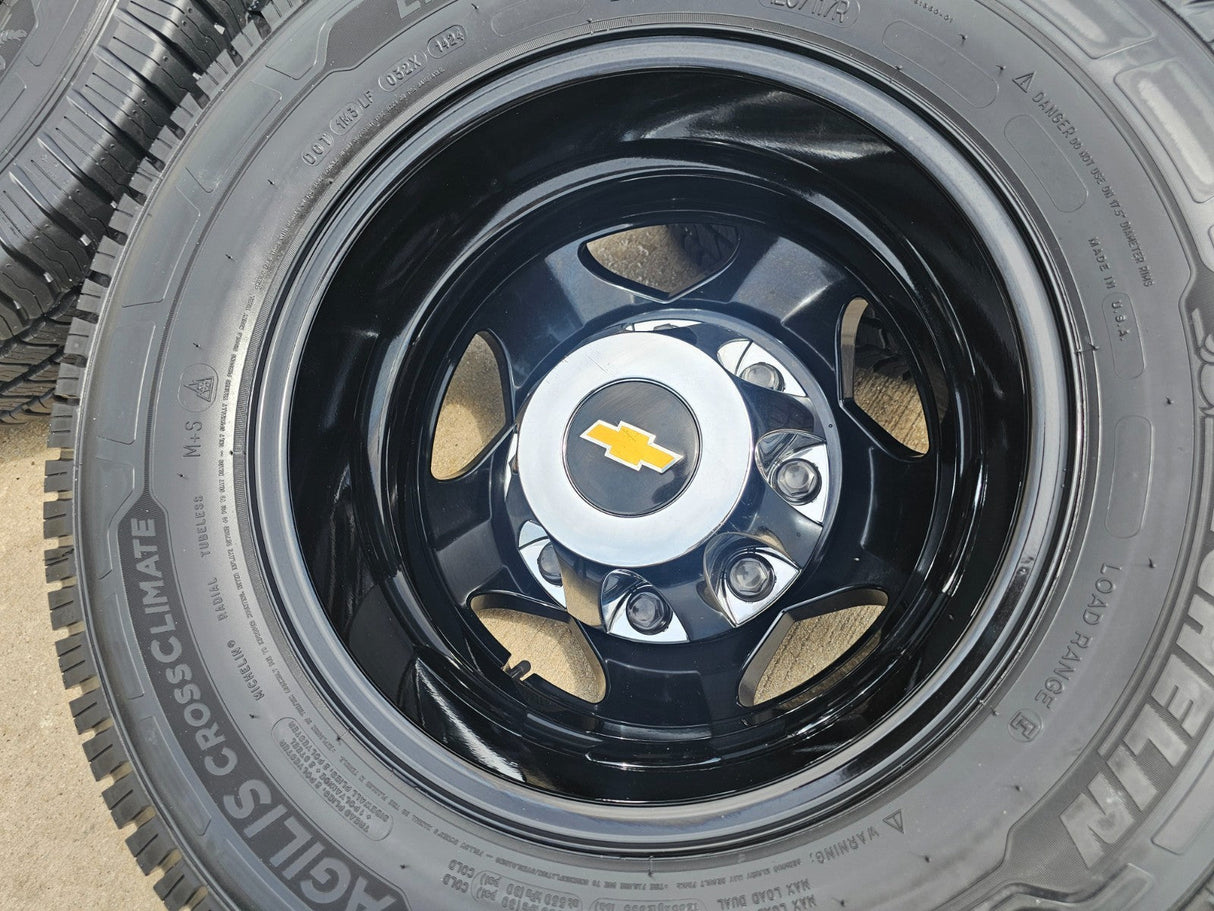 17" Chevy Silverado GMC Sierra 3500 Black Dually rims wheels OEM 5519 5520 NEW Texas Truck Tire