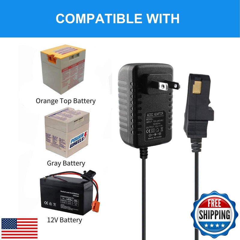 12V Charger for Power Wheels with Gray Battery and Orange Trim