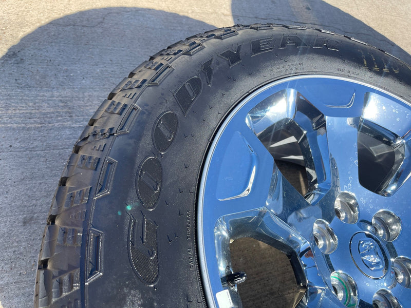 20" Dodge Ram 1500 OEM Laramie CHROME 2680 wheels rims 2025 2026 GOODYEAR NEW Texas Truck Tire