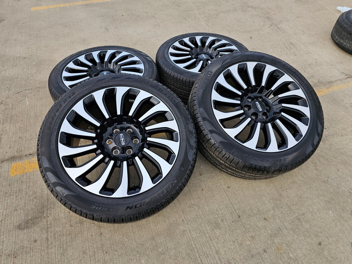 22" Lincoln Navigator OEM rims wheels 10499 95383 Black Label 2023 2024 2025 Texas Truck Tire