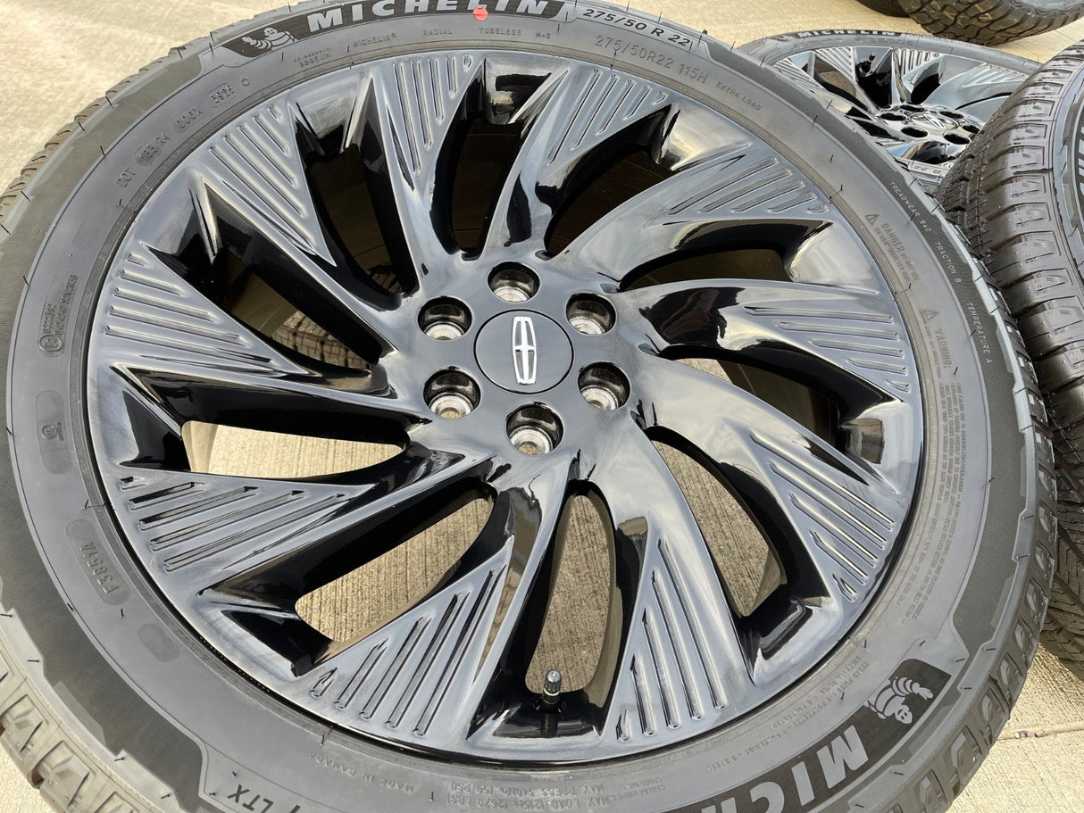 22" Lincoln Navigator OEM 10665 rims wheels BLACK LABEL 2025 2026 MICHELIN NEW Texas Truck Tire