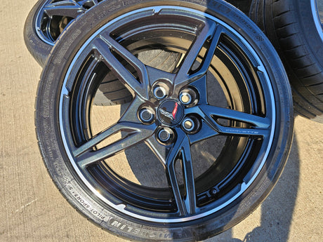 19" + 20" Chevy Corvette C8 OEM 14007 14008 wheels rims MICHELIN Texas Truck Tire