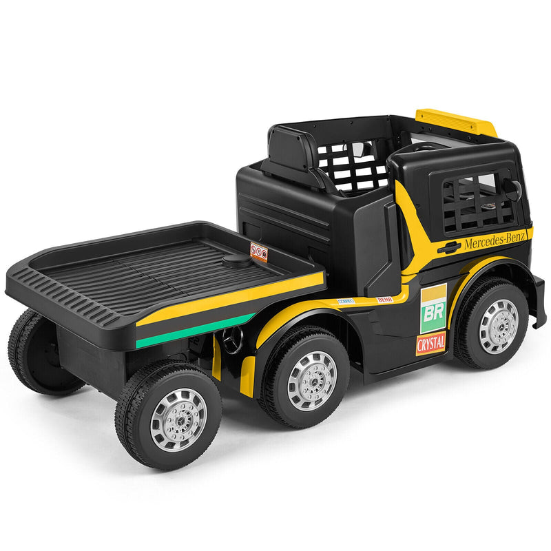 12V10AH Battery-Powered Ride On Truck with Swing Trailer and RC Control for Kids - MP3 Compatible, 6 Wheels