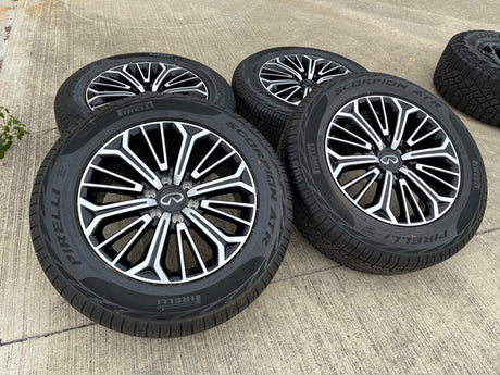20" Nissan Titan PRO-4X Armada OEM wheels rims tires black 2024 2025 2026 NEW Texas Truck Tire