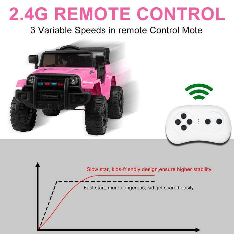 Electric 3-Speed Ride-On Car for Kids with Remote Control - Pink