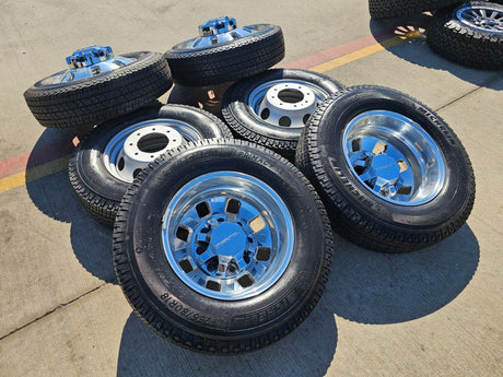 18" GMC Sierra 3500 DENALI Dually rims wheels OEM 14127 14129 8x210 MICHELIN NEW Texas Truck Tire