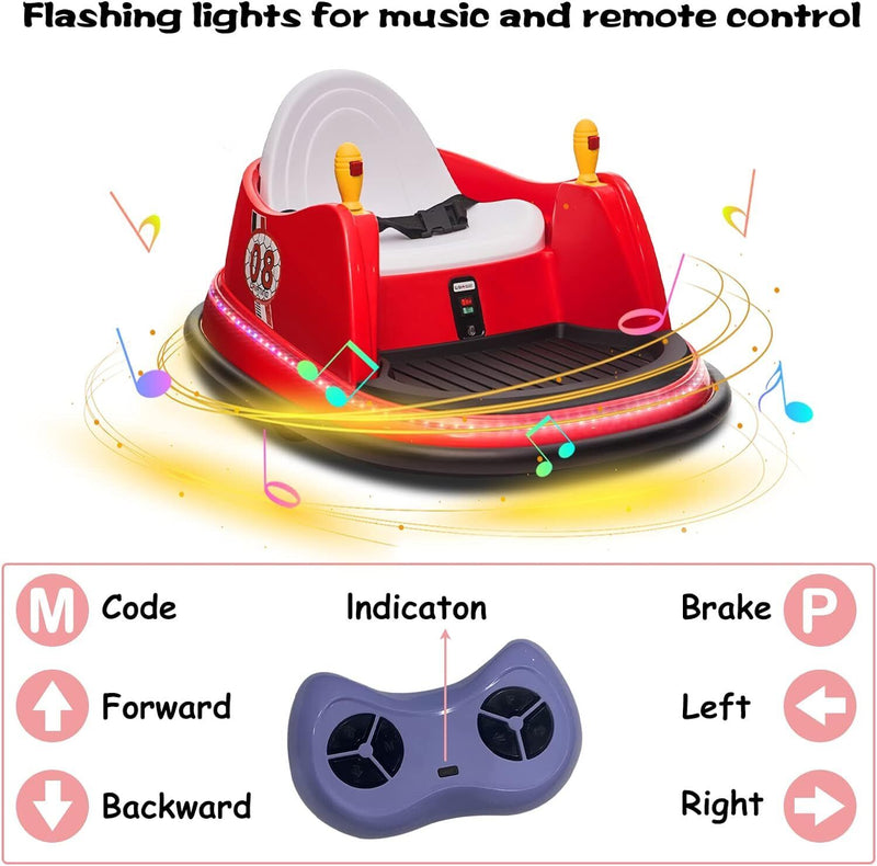 6V Electric Ride-On Bumper Car with Remote Control for Kids and Toddlers