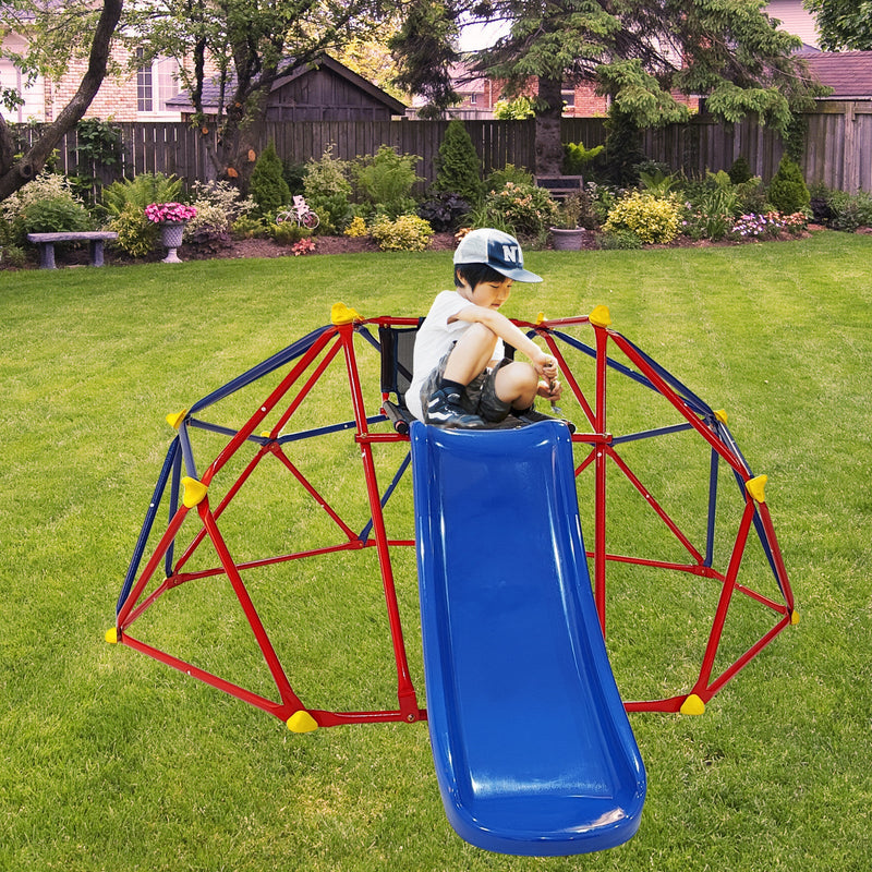 6ft Dome Climber with 1.2m Slide and Blue Climbing Stones for Ages 3+