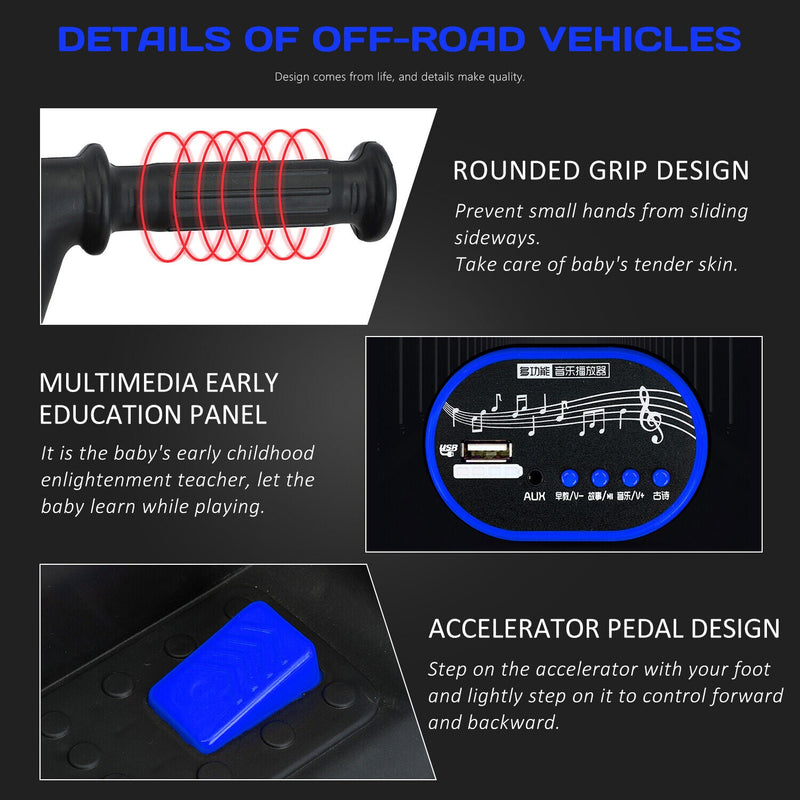 Electric ATV Ride-On Car with MP3 Player and LED Lights - 6V Battery Powered, 4-Wheeled Beach Cruiser