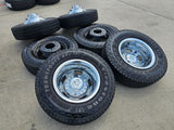 17" Dodge Ram 3500 Dually 8x200 wheels rims 2703 2704 OEM tires FIRESTONE A/T Texas Truck Tire