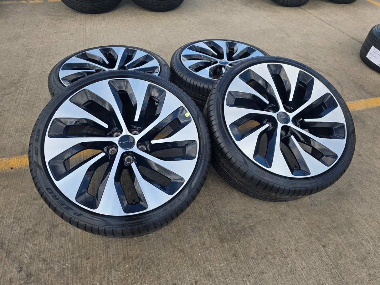 21" Lucid Air Grand Touring OEM 95542 95543 wheels rims black tires NEW Texas Truck Tire