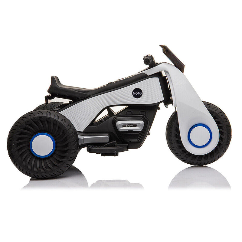 3-Wheel Double Drive Electric Motorcycle for Kids in White